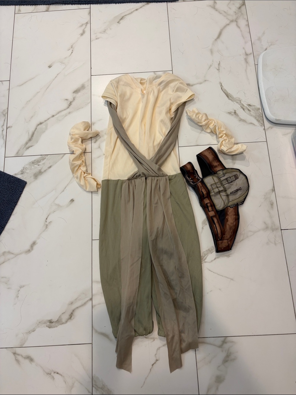 Rey Star Wars Cream and Olive Green Wrap-Front Jumpsuit Costume